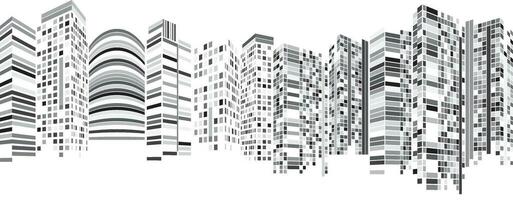 stadsgezicht, gebouw perspectief, modern gebouw in de stad horizon, stad silhouet, stad wolkenkrabbers, bedrijf centrum, illustratie in vlak ontwerp. vector