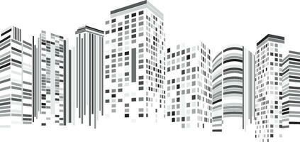 stadsgezicht, gebouw perspectief, modern gebouw in de stad horizon, stad silhouet, stad wolkenkrabbers, bedrijf centrum, illustratie in vlak ontwerp. vector