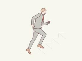 aantrekkelijk jong bedrijf Mens rennen vooruit gemakkelijk Koreaans stijl illustratie vector