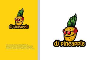 beeld ananas fruit met koptelefoon. vector