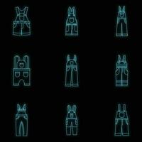 overall werkkleding pictogrammen reeks vector neon