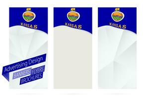 ontwerp van spandoeken, flyers, brochures met Kansas staat vlag. vector