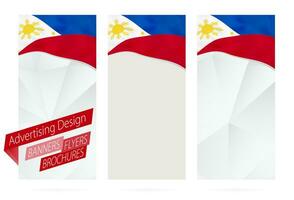 ontwerp van spandoeken, flyers, brochures met vlag van Filippijnen. vector