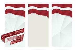 ontwerp van spandoeken, flyers, brochures met vlag van Letland. vector