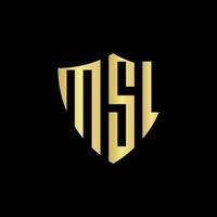 msl brief logo ontwerp met gouden pro vector