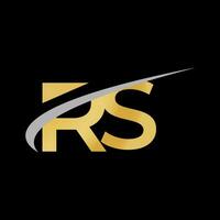 rs modern brief logo ontwerp met creatief gouden pro vector