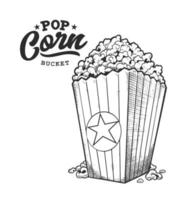 pop corn retro embleem zwart en wit vector