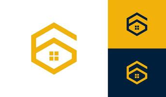 brief 6 huis logo ontwerp vector