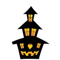 halloween huis icoon silhouet met hoed vormig ontwerp vector