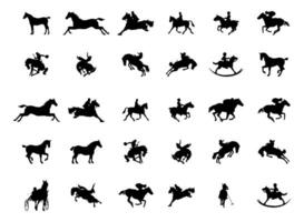 vector paarden silhouetten verzameling. wild paard silhouetten.