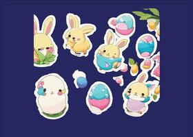 kawaii Pasen stickers vector