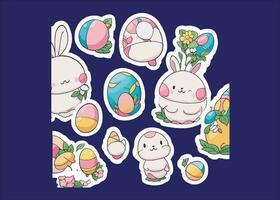 kawaii Pasen stickers vector