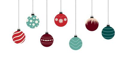 Kerstmis ballen Aan een wit achtergrond. decoratief elementen voor groet kaart, poster, banier, reclame, scrapbooken. vector illustratie.