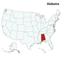 kaart van Alabama. Alabama kaart. Verenigde Staten van Amerika kaart vector