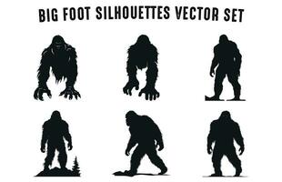 grote voet vector silhouetten clip art bundel, een reeks van yeti vector illustraties vrij