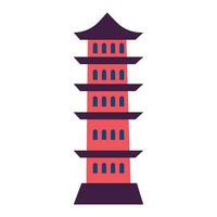 vector Chinese pagode gebouw tekenfilm meerlagig toren in vlak stijl boeddhistisch tempel oude architectuur concept cultuur symbool van China icoon in rood kleur vector illustratie geïsoleerd Aan wit