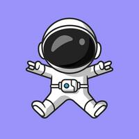 schattig astronaut jumping met metaal handen tekenfilm vector icoon illustratie. wetenschap technologie icoon concept geïsoleerd premie vector. vlak tekenfilm stijl