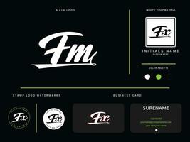 alfabet fm logo branding, minimalistische fx fm kleding mode luxe logo icoon vector