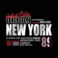 New York City stedelijke kleding typografieontwerp vector