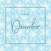 Hallo december schoonschrift inscriptie. vector illustratie