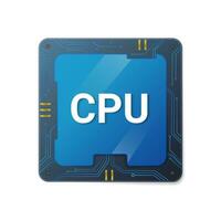 centraal CPU verwerker. microprocessor blauw spaander met lijnen voor Verbinden en verzenden digitaal informatie en gegevens verwerken elektronisch halfgeleider voor technologisch vector apparatuur.