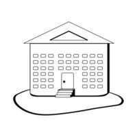 geïsoleerd tekening gebouw zwart en wit. schets vector icoon school- benodigdheden.