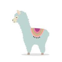 schattige lama of alpaca, vector kinderachtige illustratie in vlakke stijl