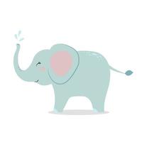 schattige olifant, vector kinderillustratie, in een vlakke stijl.