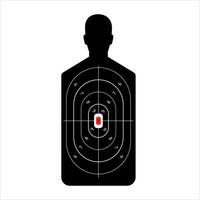 doelwit in het formulier van Mens voor het schieten bereik. zwart silhouet met geschetst cirkels en getallen van points voor raken opleiding in het schieten van vuurwapens en vector boog.