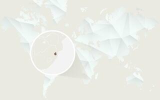 Swaziland kaart met vlag in contour Aan wit veelhoekige wereld kaart. vector