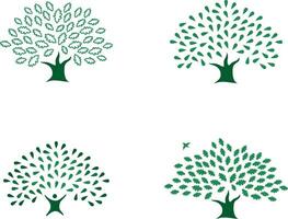 reeks van mooi vier groen eik boom logo identiteit vector