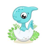 schattige baby dinosaurus illustratie. cartoon vectorillustratie. vector