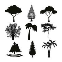 Woud bomen silhouet vector illustratie Aan een wit achtergrond.