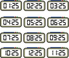 digitaal klok tijd vlak vector reeks met 24 uur, digitaal aantal illustratie