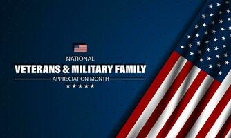 gelukkig nationaal veteranen en leger familie waardering maand is november. achtergrond vector illustratie