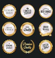 Luxe premium gouden insignes en labels vector