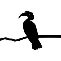 Super goed toeter vogel silhouet neergestreken Aan de Afdeling boom silhouet. vector illustratie