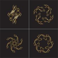 gouden vis en yin yang logo vector pictogram ontwerpsjabloon