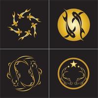 gouden vis en yin yang logo vector pictogram ontwerpsjabloon