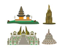 Indonesisch tempel set. vector illustratie van Indonesisch tempel.