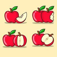 set van apple vectorillustratie met gele achtergrond. eenvoudig vector