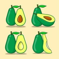 avocado vector illustratie set. verzameling van gesneden avocado geïsoleerd