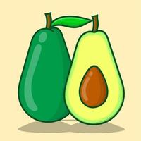 avocado illustratie eenvoudig met gele achtergrond geïsoleerde vector