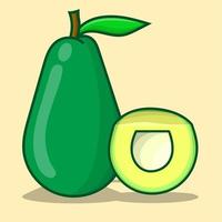 avocado illustratie eenvoudig met gele achtergrond geïsoleerde vector