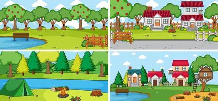 set van verschillende natuurtaferelen cartoon stijl vector