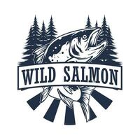 wild Zalm visvangst logo sjabloon vector