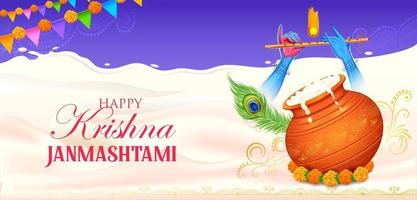 happy janmashtami festival achtergrond van india vector