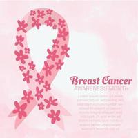 borstkanker bewustzijn maand poster - roze lint aquarel achtergrond vector