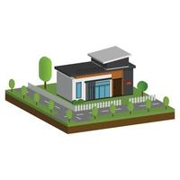 isometrische en 3D-huizen, plat ontwerp van modern architectuurhuis. vector