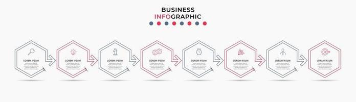 infographic zakelijke ontwerpsjabloon met pictogrammen en 8 opties of stappen vector